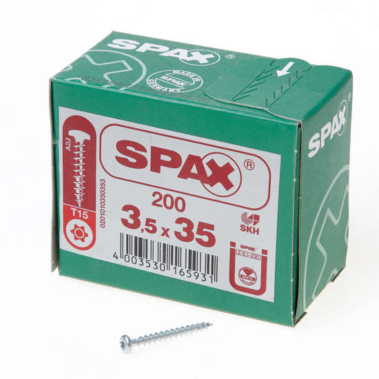 Afbeeldingen van Spax Spaanplaatschroef cilinderkop verzinkt T-Star T15 3.5x35mm (per 200 stuks)