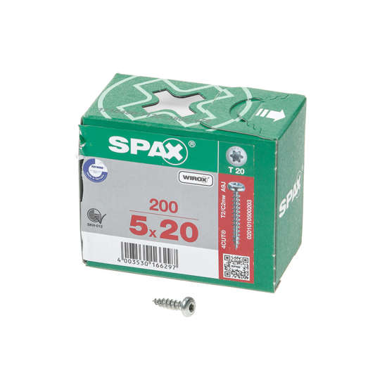 Afbeeldingen van Spax Spaanplaatschroef bolkop verzinkt T-Star T20 5.0x20mm (per 200 stuks)