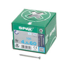 Afbeeldingen van Spax Spaanplaatschroef platverzonken kop RVS T-Star T20 voldraad 4.5x60mm (per 100 stuks)