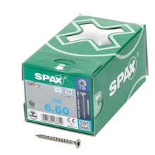 Afbeeldingen van Spax Spaanplaatschroef platverzonken kop RVS T-Star T30 voldraad 6.0x60mm (per 100 stuks)