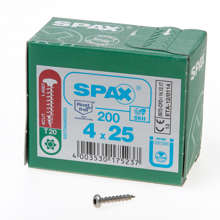 Afbeeldingen van Spax Spaanplaatschroef cilinderkop RVS T-Star T20 4.0x25mm (per 200 stuks)