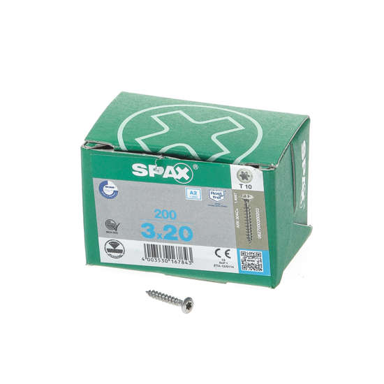 Afbeeldingen van Spax Spaanplaatschroef lenskop RVS T-Star T10 3.0x20mm (per 200 stuks)