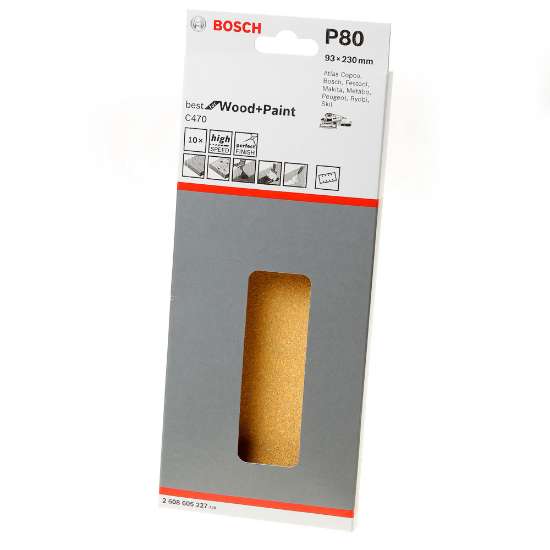 Afbeeldingen van Schuurvel wood and paint 93 x 230mm K80 blister van 10 vellen