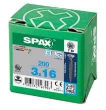 Afbeeldingen van Spax Spaanplaatschroef platverzonken kop RVS T-Star T10 voldraad 3.0x16mm (per 200 stuks)