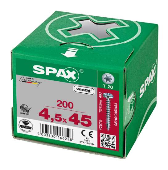 Afbeeldingen van Spax Spaanplaatschroef bolkop verzinkt T-Star T20 4.5x45mm (per 200 stuks)