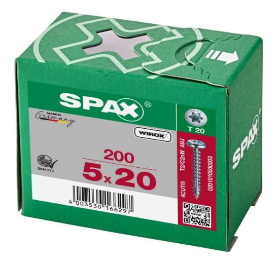 Afbeeldingen van Spax Spaanplaatschroef bolkop verzinkt T-Star T20 5.0x20mm (per 200 stuks)