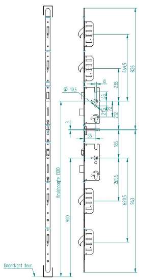 Afbeeldingen van Deurmps 6220-DUO 55/72 z/toebehoren DrR.2+4