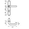 Afbeeldingen van Veiligheidsgarnituur, D4E, alum.,afgerond, duwer/kruk, met kerntrekbeveiliging, PC72, deurdikte 40-54mm, schild 40mmx246mm