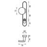 Afbeeldingen van Veiligheidsgarnituur, D4E, alum.,afgerond, duwer/kruk, met kerntrekbeveiliging, PC72, deurdikte 40-54mm, schild 40mmx246mm