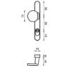 Afbeeldingen van Veiligheids smal buitenschild, D4E, alum.,afgerond, met duwer, met kerntrekbeveiliging, PC92, smalschild 32mmx246mm