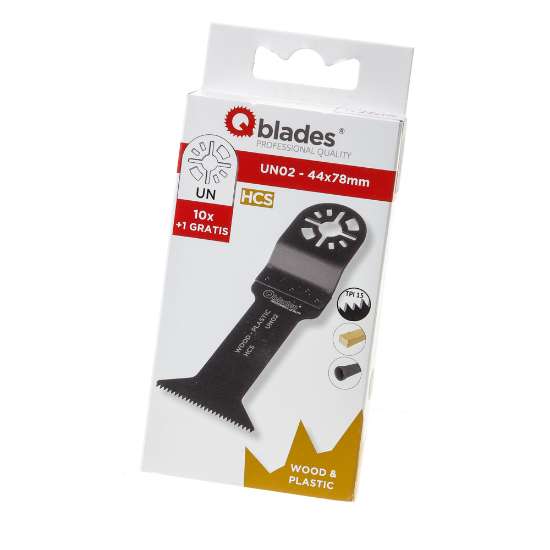 Afbeeldingen van Qblades UN02 Multitoolzaagblad Std 44X78mm Hcs 10+1 stuk gratis