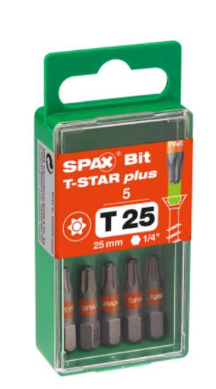 Afbeeldingen van Spax Bit TX25 oranje blister van 5 bits