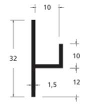 Afbeeldingen van Aluminium stoeltjesprofiel 32 x 13mm